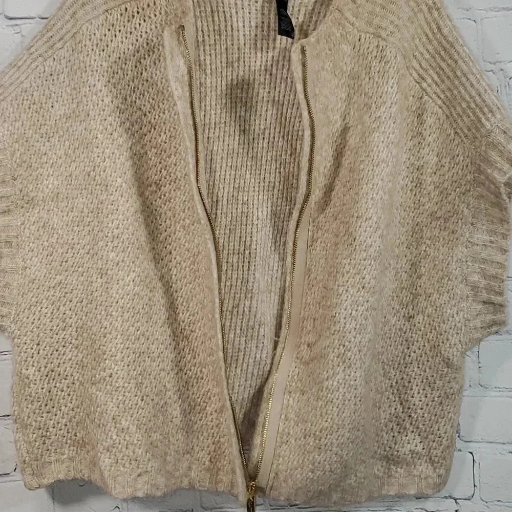Black Label by Chico's Wool Poncho/ Sweater Full Zip Sweater Size 2 - Picture 7 of 10